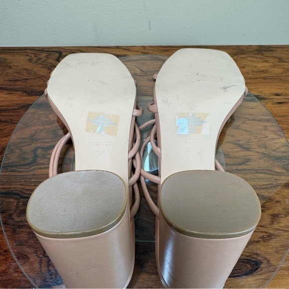 NINE WEST Strappy Open Toe Heel Sandals Platform Block Heels Size 12 - Picture 15 of 15